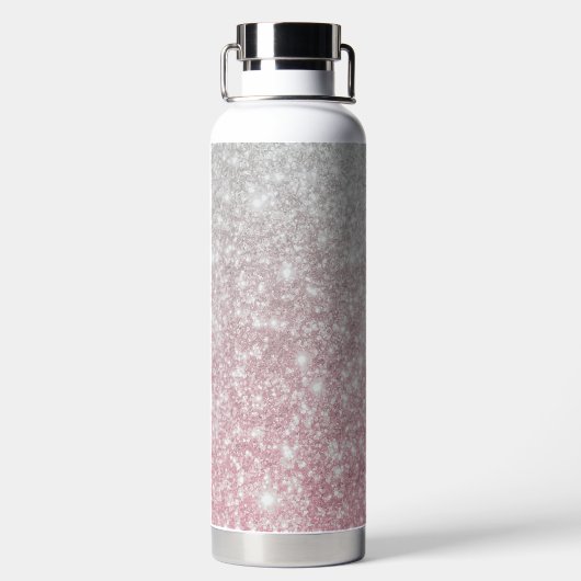 Silver Stone Gary Gold Marmor Lila Glitzer Trinkflasche (Rückseite)