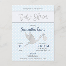 Silver Stork Baby Boy Babydusche Einladungspostkarte