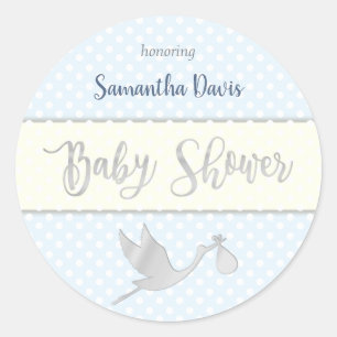 Silver Stork Baby Boy Babydusche Runder Aufkleber