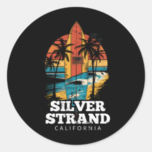 Silver Strand Beach Kalifornien Surfboard Surfen R Runder Aufkleber