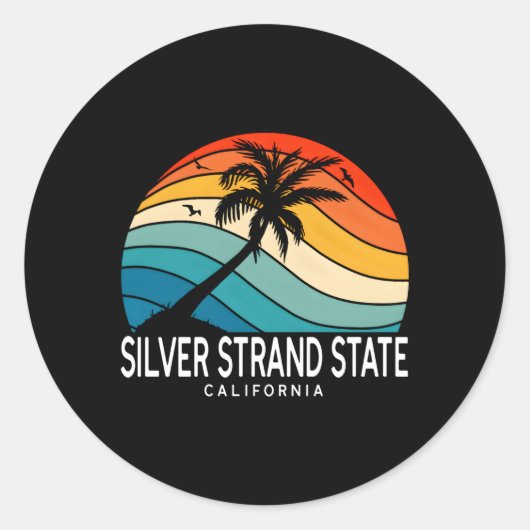 Silver Strand Staat Beach California Tropischer St Runder Aufkleber (Vorderseite)
