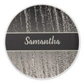 Silver Streaks Metallic Stripe Pattern Moderne Keramikknauf (Vorderseite)