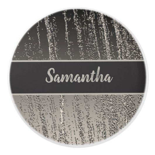 Silver Streaks Metallic Stripe Pattern Moderne Keramikknauf (Vorderseite)