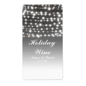 Silver String Lights Holiday Party Weinlabel (Vorne)