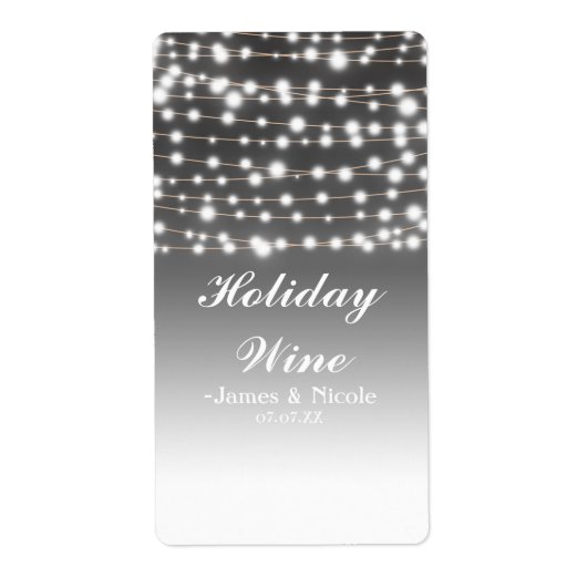 Silver String Lights Holiday Party Weinlabel (Vorne)