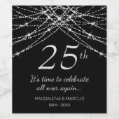 Silver String Wedding Jubiläum Weinetikett (Einzelnes Label)