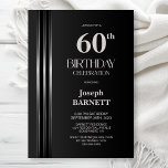 Silver Striped Black Grey 60th Birthday Party Einladung<br><div class="desc">Invite your friends and loved ones to your birthday celebration with this modern silver striped black and grey 60th birthday party invitation. The customizable text area in this invitation template allows you to include all the necessary details for your special birthday celebration, including the date, time, venue, and RSVP information....</div>