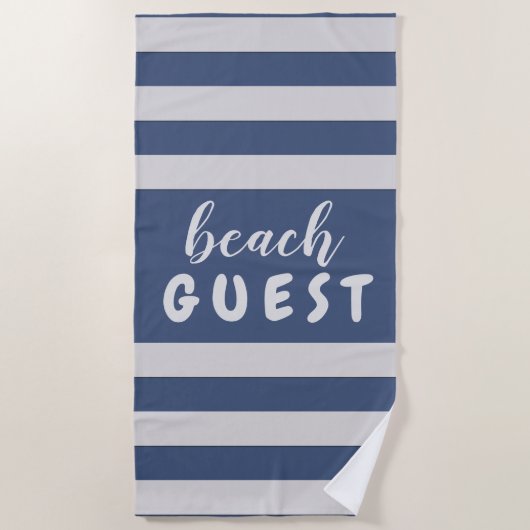 Silver Stripes Custom Text Beach Gast Strandtuch (Vorderseite)