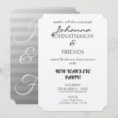 Silver Stripes Funny Custom New Year's Eve Einladung (Vorne/Hinten)