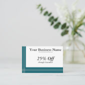 Silver Stripes on Teal Borders Generic Discount Visitenkarte (Stehend Vorderseite)