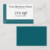 Silver Stripes on Teal Borders Generic Discount Visitenkarte (Vorne/Hinten)