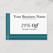 Silver Stripes on Teal Borders Generic Discount Visitenkarte (Vorderseite)
