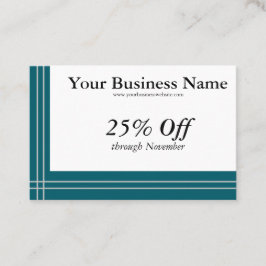 Silver Stripes on Teal Borders Generic Discount Visitenkarte