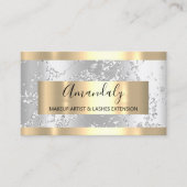 Silver Strokes Marble Beauty Shop Gray Visitenkarte (Vorderseite)