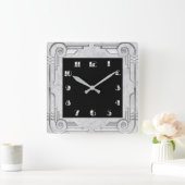 Silver Style Art Deco Square Wall Uhr (Zuhause)
