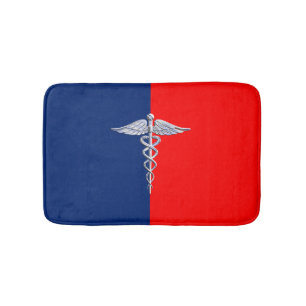 Silver Style Caduceus Medical Symbol League Badematte