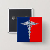 Silver Style Caduceus Medical Symbol League Button (Vorne & Hinten)