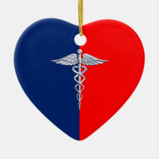 Silver Style Caduceus Medical Symbol League Keramikornament (Vorne)