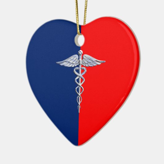 Silver Style Caduceus Medical Symbol League Keramikornament (Links)