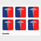 Silver Style Caduceus Medical Symbol League Quadratischer Aufkleber (Blatt)