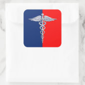 Silver Style Caduceus Medical Symbol League Quadratischer Aufkleber (Tasche)