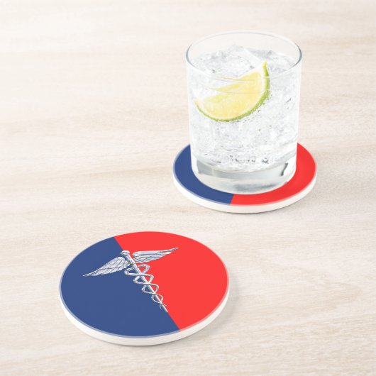 Silver Style Caduceus Medical Symbol League Untersetzer (Seite)