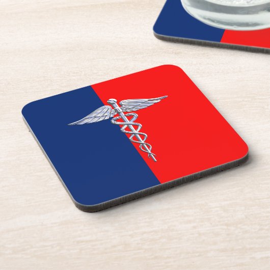 Silver Style Caduceus Medical Symbol League Untersetzer (Linke Seite)