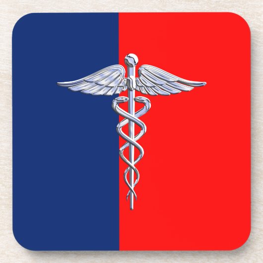 Silver Style Caduceus Medical Symbol League Untersetzer (Vorderseite)