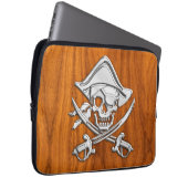 Silver Style Pirate on Teak Veneer Laptopschutzhülle (Vorne Rechts)