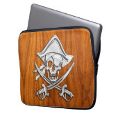 Silver Style Pirate on Teak Veneer Laptopschutzhülle (Vorderseite Links)
