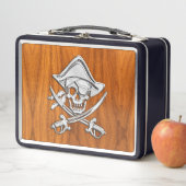Silver Style Pirate on Teak Veneer Metall Brotdose (Beispiel)