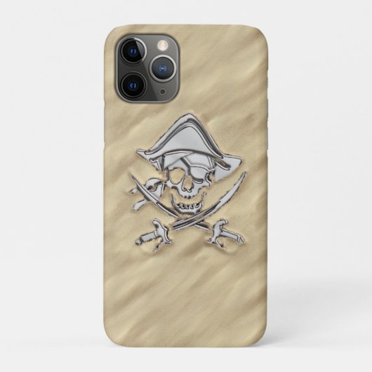 Silver Style Pirate Skull am Strand Case-Mate iPhone Hülle (Rückseite)