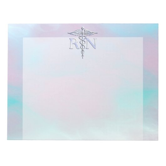Silver Style RN Caduceus Medical Mother Pearl Notizblock (Vorderseite)