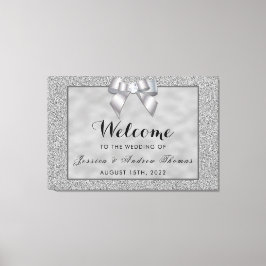Silver & Stylish Glitter Wedding Welcome Leinwanddruck