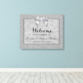 Silver & Stylish Glitzer Wedding Willkommen Leinwanddruck (Insitu (Holzboden))