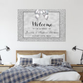 Silver & Stylish Glitzer Wedding Willkommen Leinwanddruck (Insitu (Schlafzimmer))