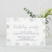 Silver Stylish Modern 50. Adult Birthday Party Einladung (Stehend Vorderseite)