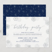 Silver Stylish Modern 50. Adult Birthday Party Einladung (Vorne/Hinten)