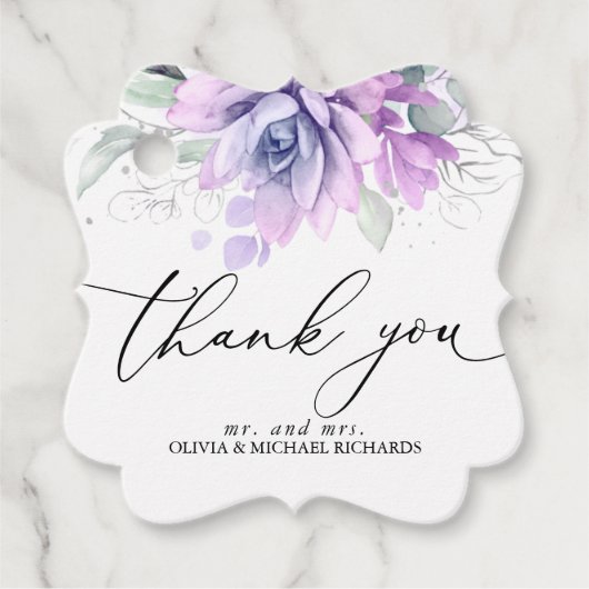 Silver Succulents Greenerity Wedding Vielen Dank Geschenkanhänger (Vorderseite)