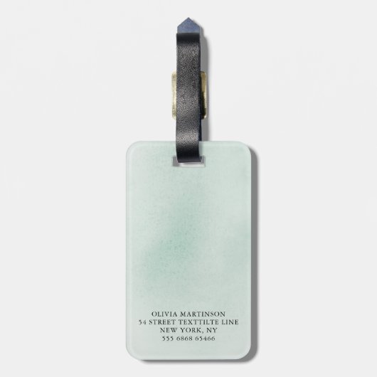 Silver Succulents Greenery Monogram Gepäckanhänger (Rückseite vertikal)