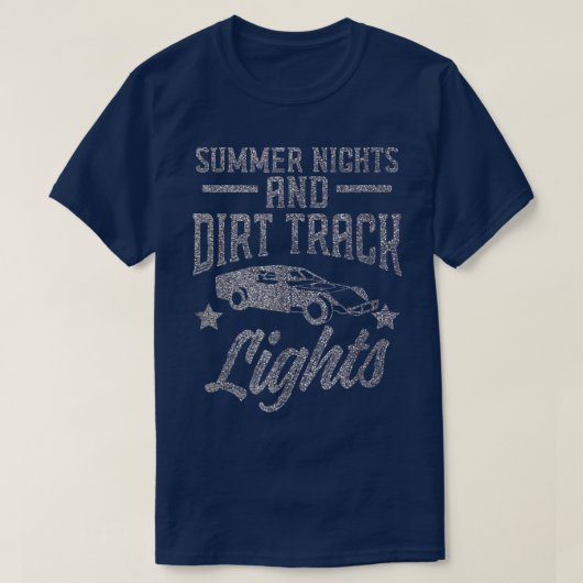 Silver Summer Nights Dirt Track Lights Fun Racing T-Shirt (Design vorne)