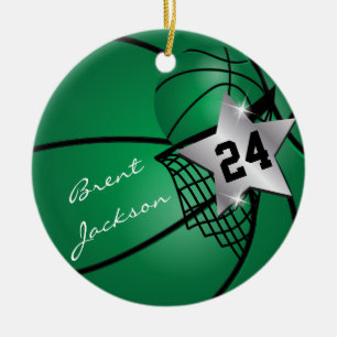 Silver Superstar Basketball DIY Text Dunkelgrün Keramik Ornament