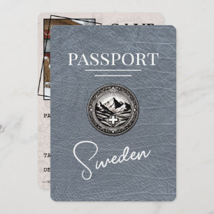 Silver Sweden Passport Save the Date