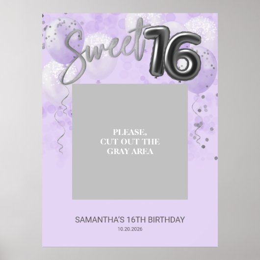 Silver Sweet 16 Balloons Foto Prop Dusty Blue Pos Poster (Vorne)