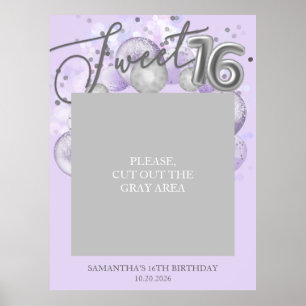 Silver Sweet 16 Balloons Party Foto Prop Lavendel Poster