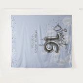 Silver Sweet 16 Bday Balloons Dusty Blue Backdrops Wandteppich (Vorderseite (Horizontal))