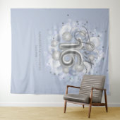 Silver Sweet 16 Bday Balloons Dusty Blue Hintergru Wandteppich (Beispiel (Horizontal))