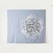 Silver Sweet 16 Bday Balloons Dusty Blue Hintergru Wandteppich (Vorderseite (Horizontal))