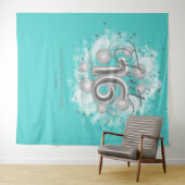 Silver Sweet 16 Bday Balloons Party Aquamarin Hint Wandteppich (Beispiel (Horizontal))