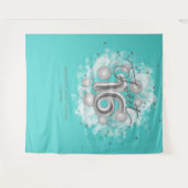 Silver Sweet 16 Bday Balloons Party Aquamarin Hint Wandteppich (Vorderseite (Horizontal))